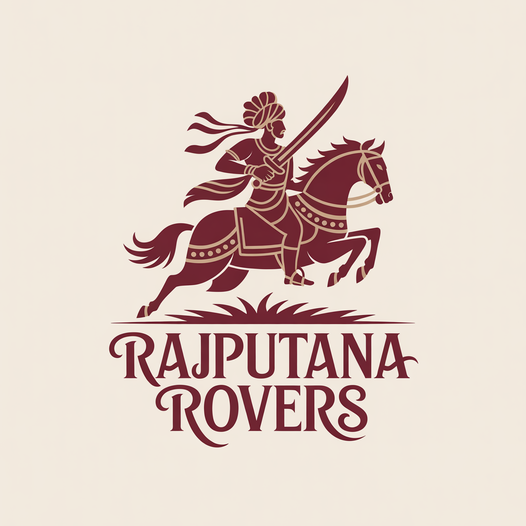 Rajputana Rovers travel agency logo featuring a royal Rajput warrior symbolizing heritage travel in Rajasthan